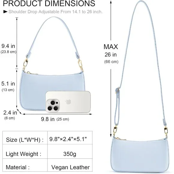 Women B Blue Retro Vegan Leather Polyester Lining Classic Clutch Tote HandBag - Picture 4 of 7